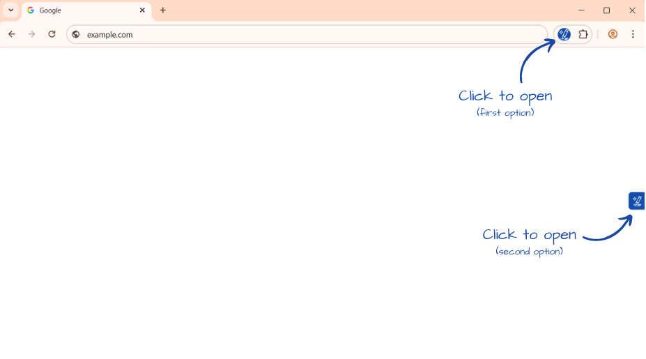 Screenshot showing how to open the Paraphrasing Tool extension from the Chrome toolbar.